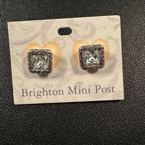 Brighton Mini Post Regina Earrings Silver/crystal NWOT